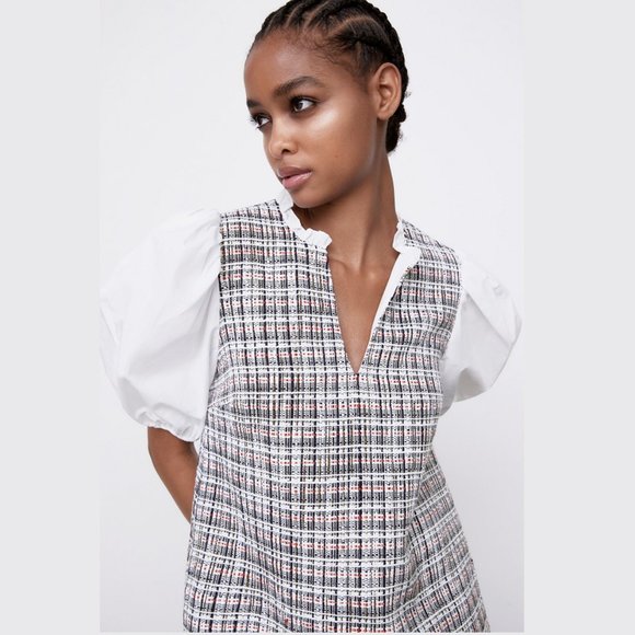 LAST ONE!!! ZARA Dress with Contrasting Balloon Sleeves - Picture 7 of 12